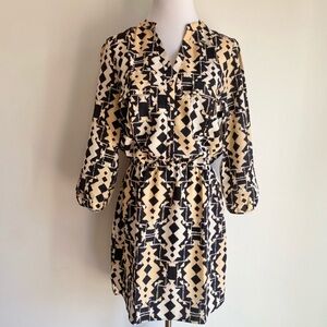 Eight Sixty by Revolve Multicolored Abstract Print 3/4 Sleeves Knee Dress